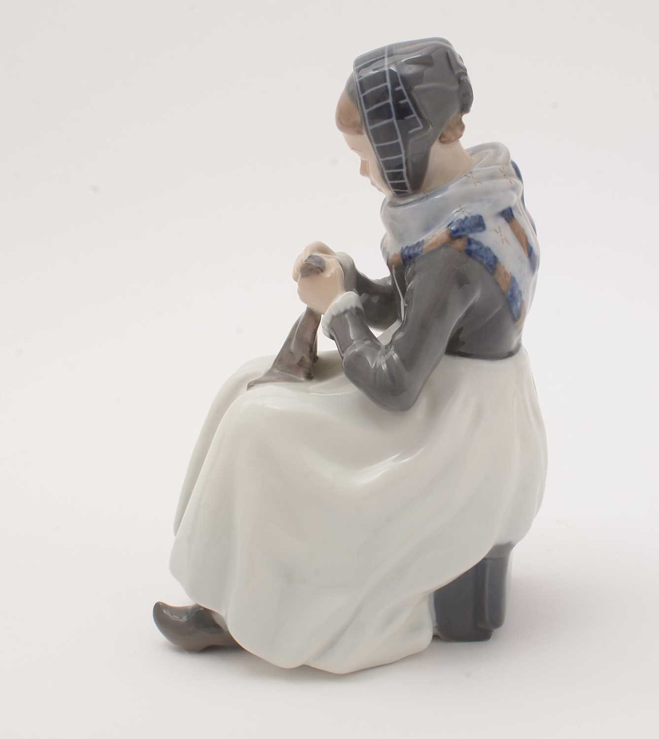 Royal Copenhagen figure Amager Girl Sewing - Image 3 of 9