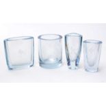 Four Strombergshyttan clear glass vases,