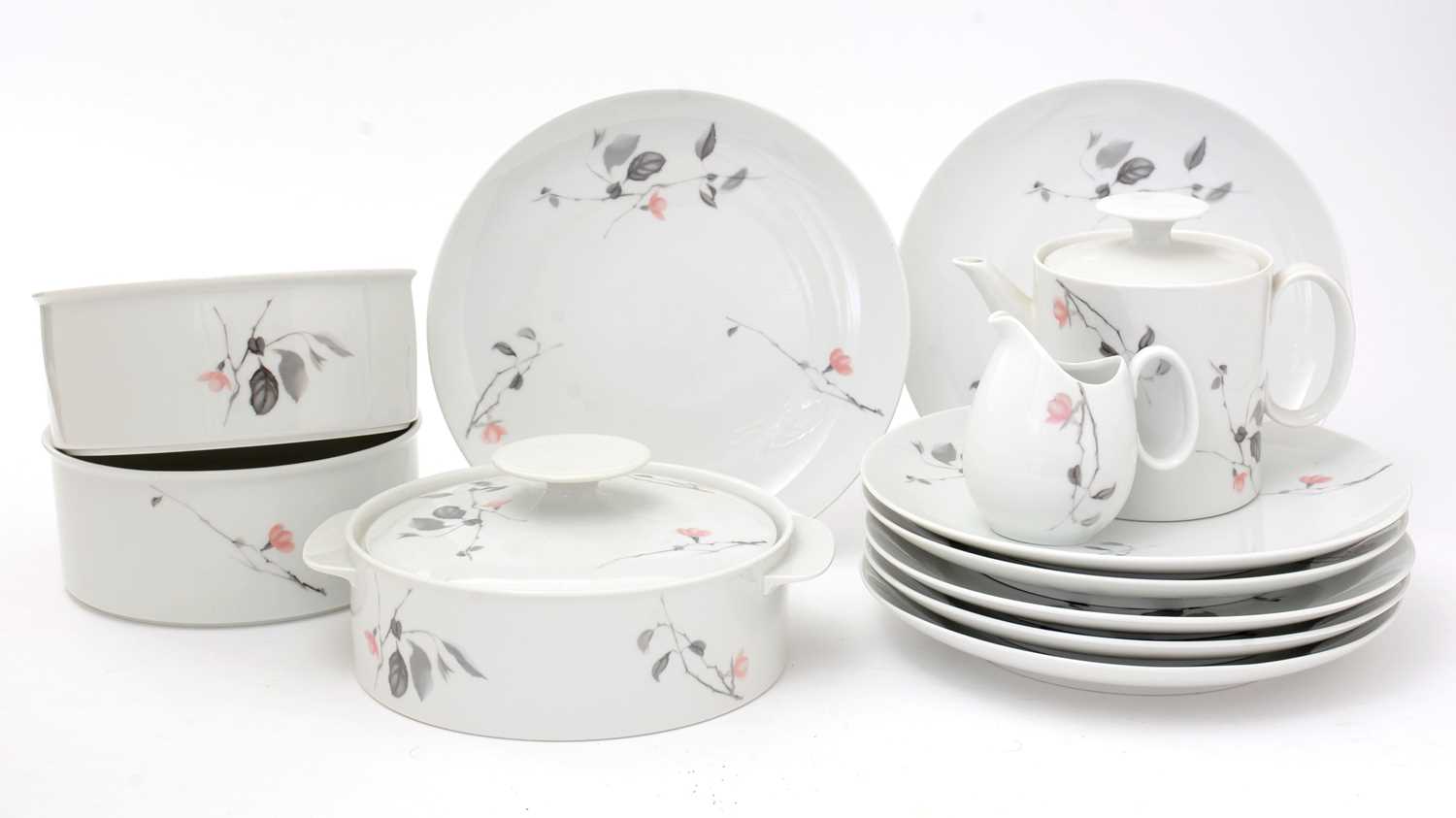 A Raymond Loewry design 'quince' pattern part porcelain dinner service.