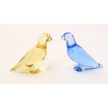 Baccarat, France: a pair of glass parrot ornament,