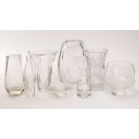 A selection of clear glass vases
