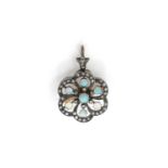 A Victorian opal and diamond brooch/pendant,