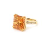 A citrine and diamond ring,