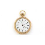 An 18ct yellow gold cased open faced pocket watch,