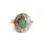 A chrysoprase and diamond ring,