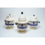 Three pharmacy apothecary jars and covers