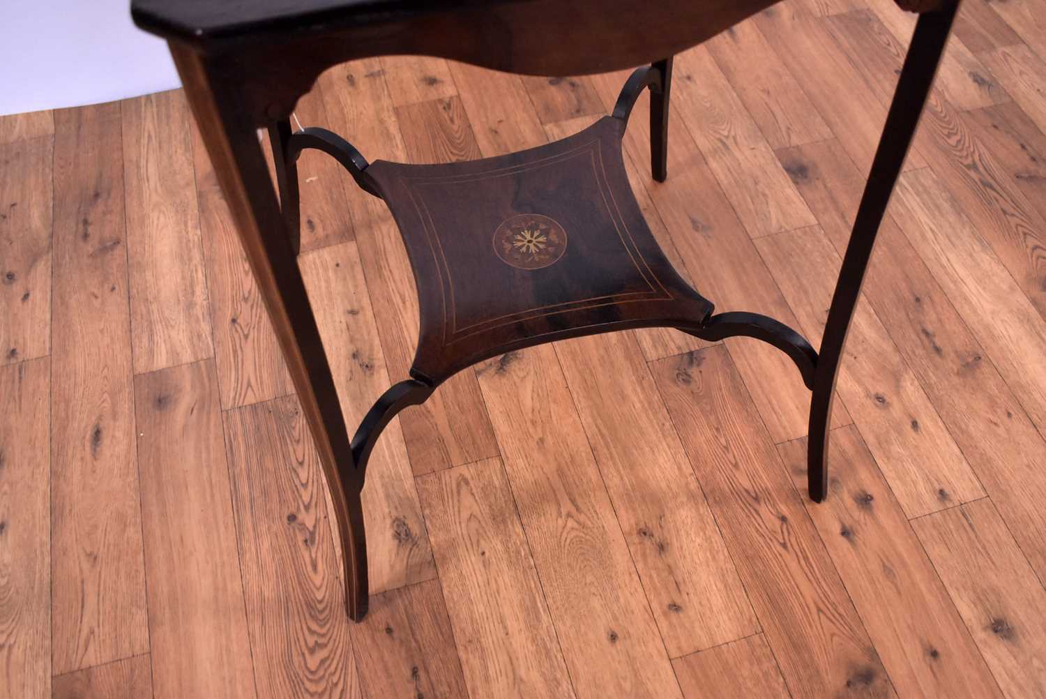 An early 20th Century inlaid mahogany occasional table; and a Victorian work table. / - Image 5 of 7