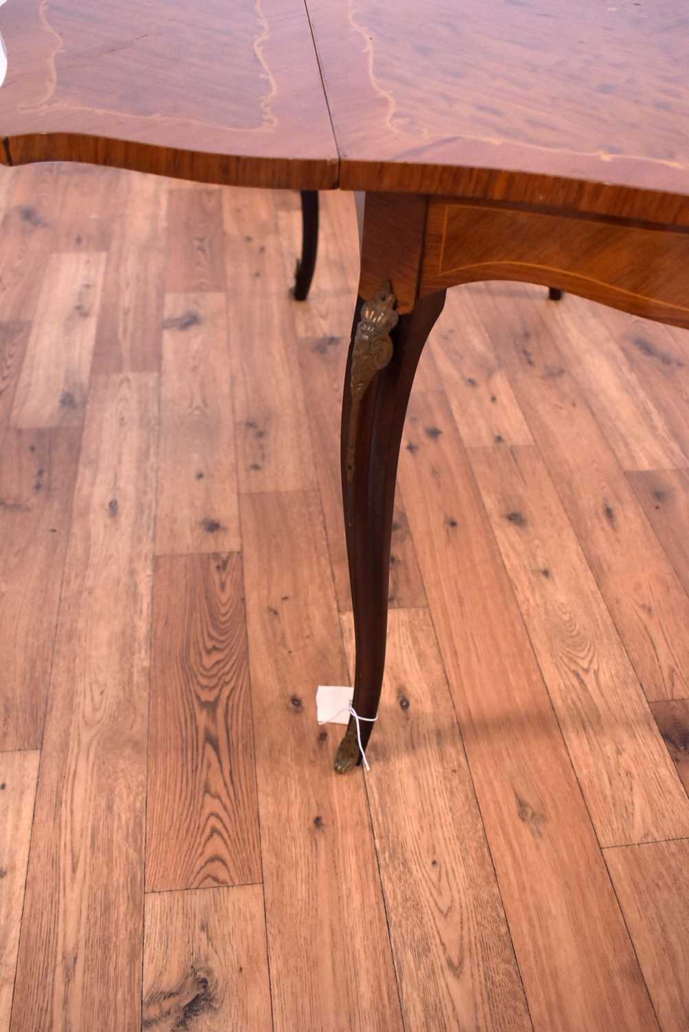 A Regency Revival demi lune inlaid mahogany hall table with a Regency Revival drop leaf table - Image 9 of 9