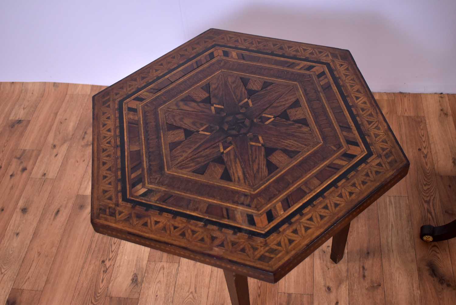 A 20th Century hexagonal side table by Chapmans of Newcastle together with another table. - Image 4 of 7