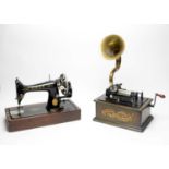 An Edison Standard Phonograph; together with a Singer Sewing machine