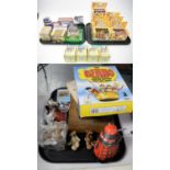 A selection of diecast model vehicles and figures; and a selection of children’s games and toys