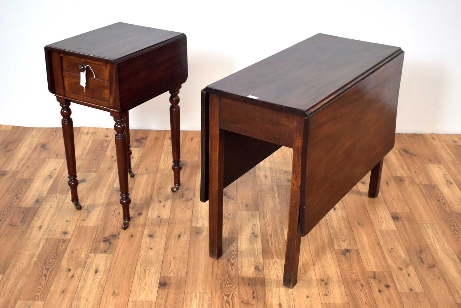 A 19th Century Victorian mahogany Pembroke occasional/side table; and a Georgian drop leaf table / - Image 3 of 8