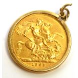 An Elizabeth II gold sovereign pendant