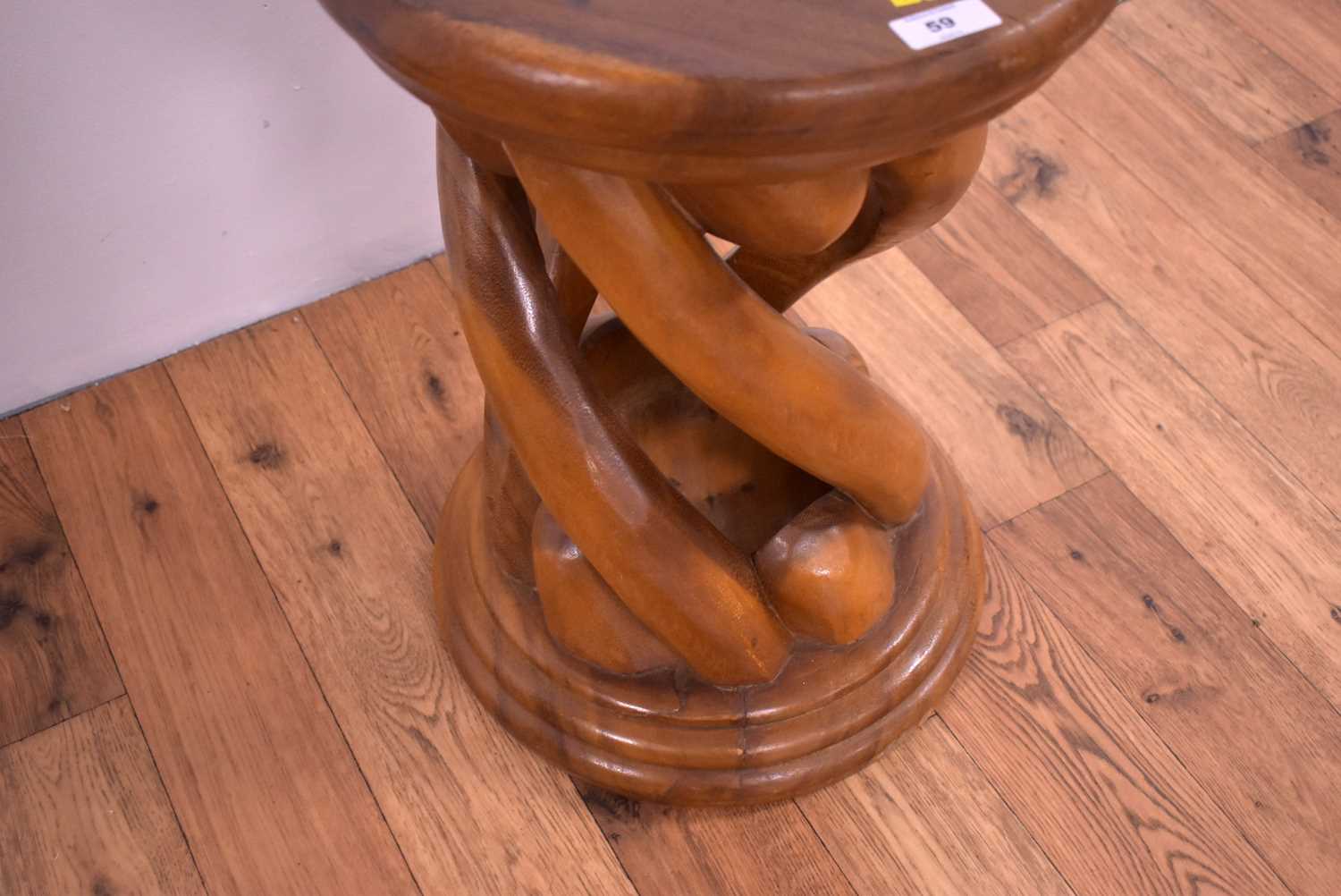 A retro vintage 20th Century carved hardwood stool - Image 3 of 4
