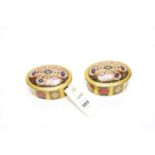 A pair of Royal Crown Derby ‘Old Imari’ pattern oval trinket boxes