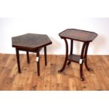 A 20th Century hexagonal side table by Chapmans of Newcastle together with another table.