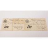 Two 1940s Bank of England £5 banknotes