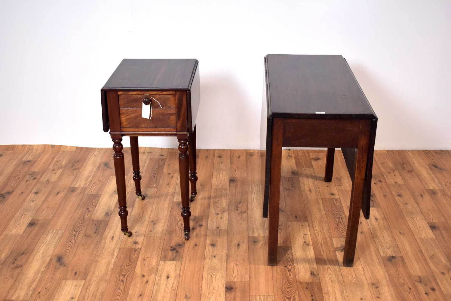 A 19th Century Victorian mahogany Pembroke occasional/side table; and a Georgian drop leaf table / - Image 2 of 8