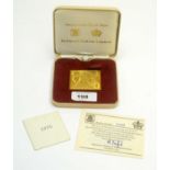 A 22ct yellow gold medallion replica of the Postal Union Congress London 1919 £1 stamp,