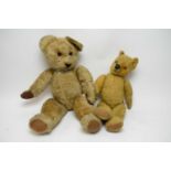 Two vintage golden plush teddy bears