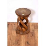 A retro vintage 20th Century carved hardwood stool