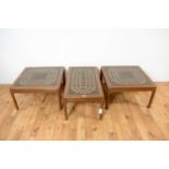 A set of three retro vintage mid 20th Century tile top tables by Nathan