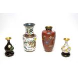 A selection of Chinese cloisonné enamel vases