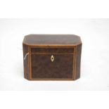 An early 19th Century walnut and boxwood banded tea caddy