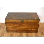 19th Century camphorwood and brass bound campaign trunk