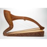 A hardwood Celtic harp