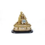 Japy Freres: a late 19th Century French gilt metal figural mantel clock