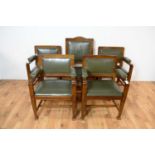 A set of five early 20th century oak chairs