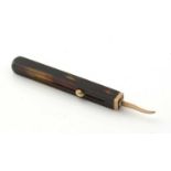 Sampson Mordan & Co: a tortoiseshell and gold toothpick