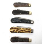 Five 19th and early 20th Century folding pocket knives