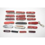 A collection of Swiss Army and other similar folding utility knives