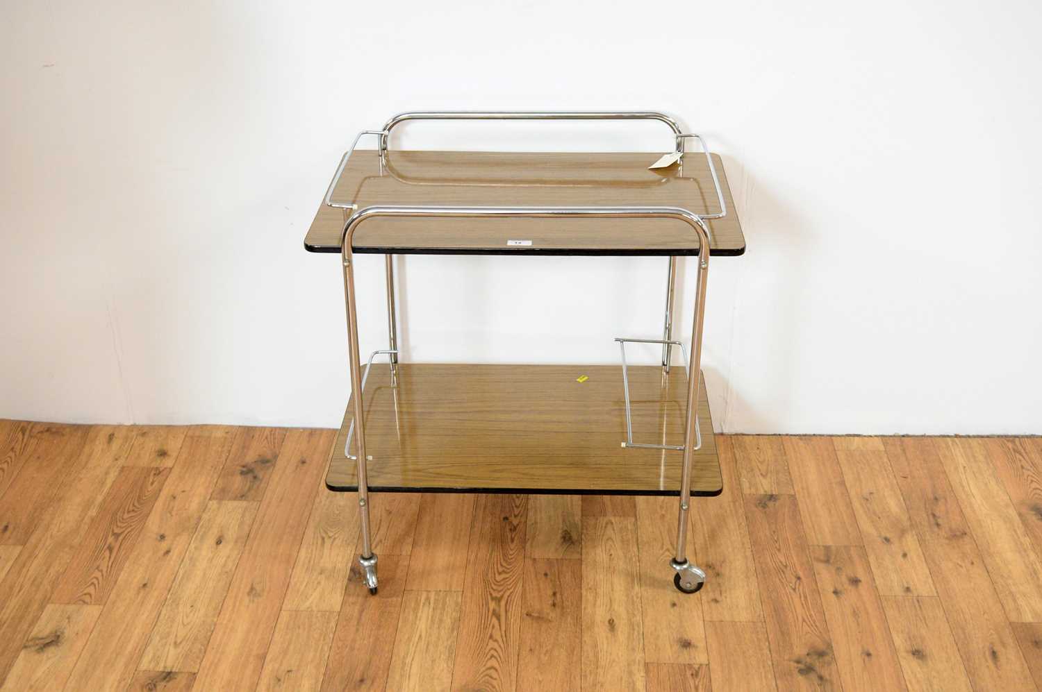A retro vintage industrial mid 20th Century two tier drinks trolley - Image 3 of 4