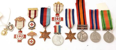 A Queens South Africa medal, and other medals