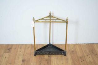 A 20th Century brass corner stick stand