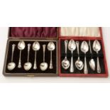 A cased set of silver teaspoons, by William Devenport; and a cased set of EPNS teaspoons