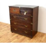 A 19th Century mahogany brassbound campaign chest of drawers