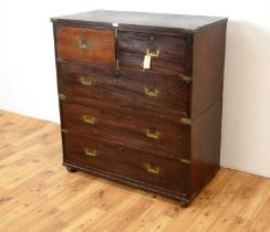 A 19th Century mahogany brassbound campaign chest of drawers