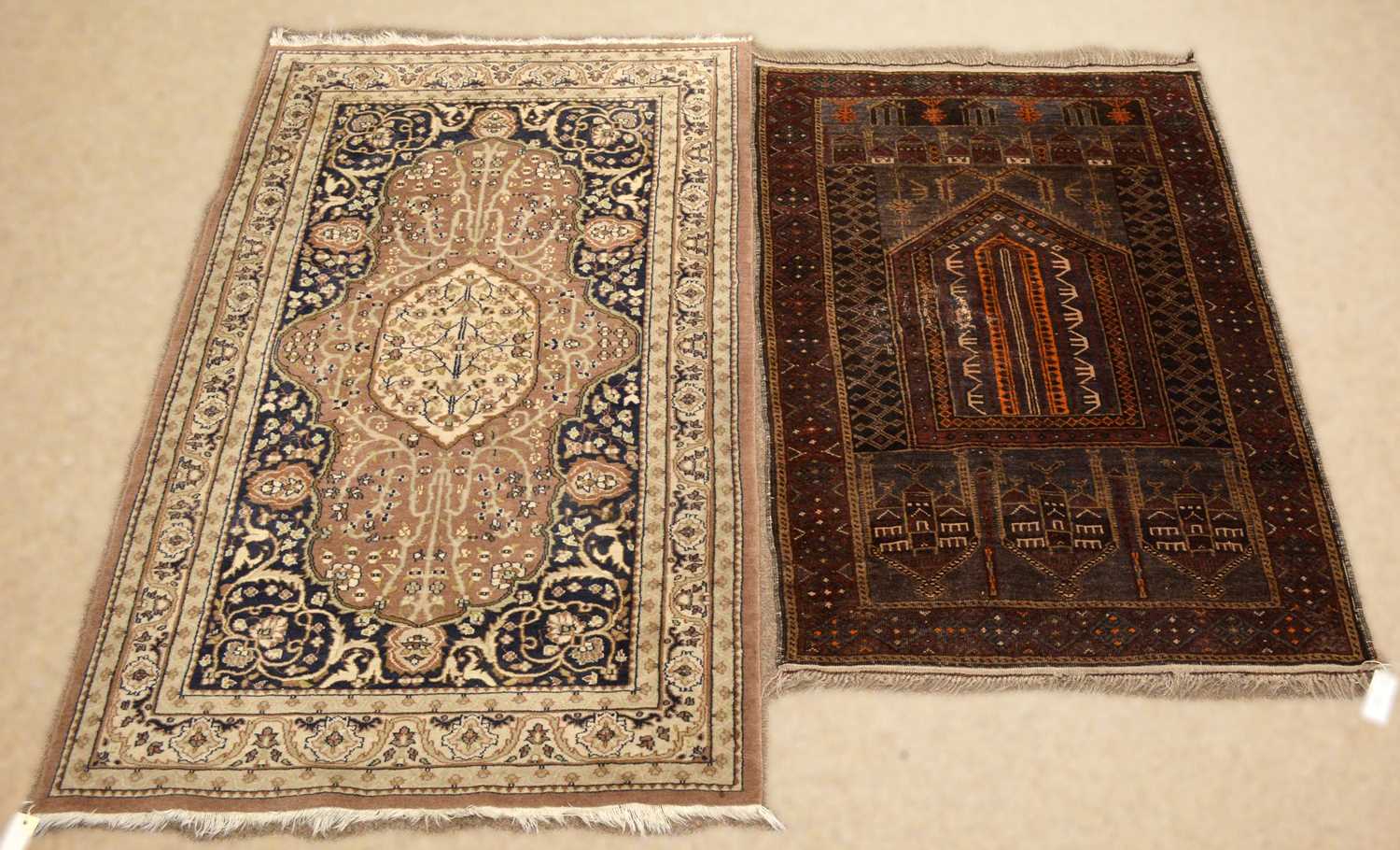 A Persian Nain rug, together with another