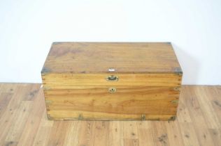 A camphorwood and brass strapwork campaign chest