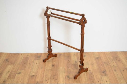 A late 19th Century mahogany towel rail - Image 1 of 3