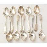 A set of William IV Scottish silver teaspoons