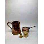 A Victorian Lilford copper jug; and other collectible metalware