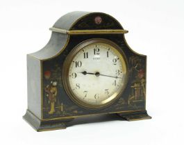 A French Chinoiserie black lacquered mantel clock