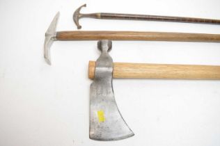 A 19th Century steel axe or hatchet head; and two others