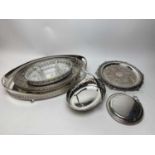 A selection of silver plated tea trays