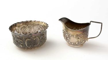 A Victorian silver sugar bowl, and associated jug